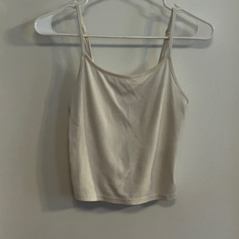 American Eagle Outfitters Cream Ribbed Tank Top